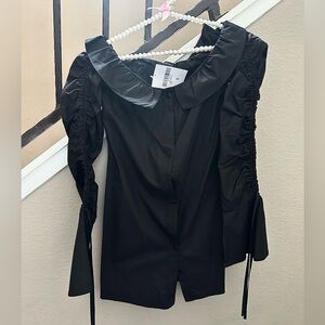 Forever 21 long sleeve ruffled ruched black mini dress bell sleeves Size Small